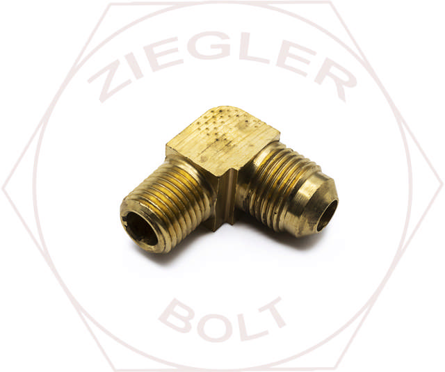 3/8T X 1/4 45° FLARE 90° MALE ELBOW BRASS